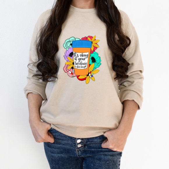 Serotonin mental health graphic raglan crewneck sweatshirt size XL - Picture 2 of 9